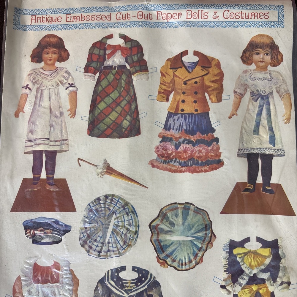 Antique Embossed Cut-Out Paper Dolls & Costumes Replica style Merrimack Pub NEW